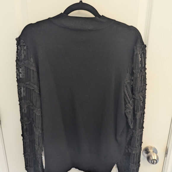 Black Sweater with Textured Sleeves - Picture 5 of 6
